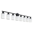 Modern 8 Light Vanity Bathroom Mirror Light, Frosted White Glass With Black Iron Frame, Contemporary Wall Sconce For Bedroom, Bathroom, And Dressing Room Bulb Not Included Black,White Glass,Iron