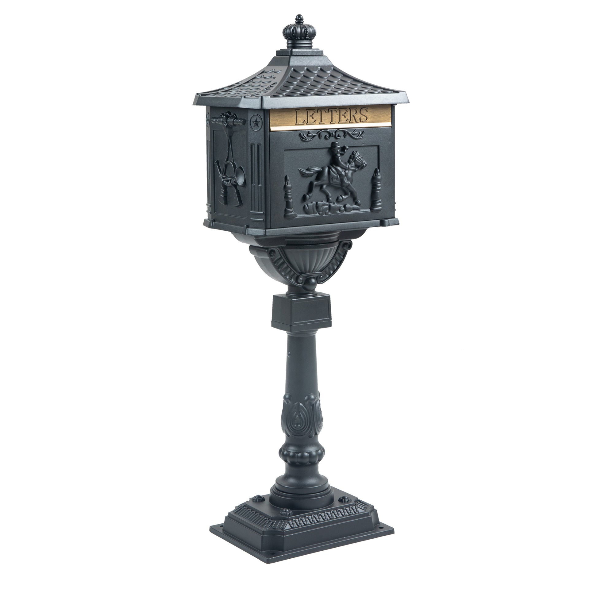 Mailbox Cast Aluminum Black Mail Box Postal Box Security Heavy Duty Black Aluminium