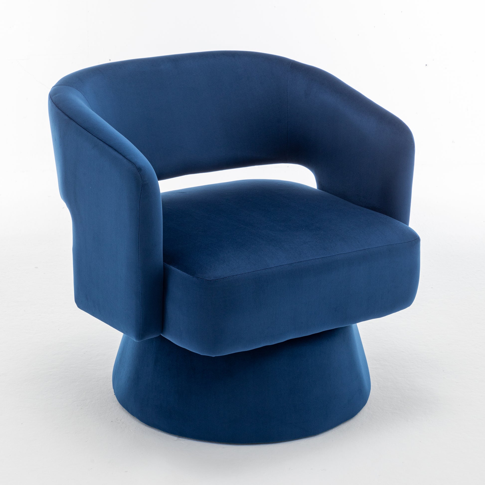 Swivel Barrel Chair, Velvet Accent Armchair 360 Degree Swivel Club Chair For Living Room Bedroom Reception Room Blue Foam Velvet