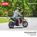 Black, Licensed Aprilia Electric Motorcycle, 12V Kids Motorcycle, Ride On Toy W Training Wheels, Spring Suspension, Led Lights, Sounds & Music, Mp3, Battery Powered Dirt Bike For Boys & Girls Black 50 99 Lbs Iron Plastic Iron Plastic Indoor & Outdoor Use