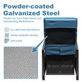 Adjustable Patio Recliner Chair Metal Outdoor Lounge Chair With Flip Table Push Back, Adjustable Angle, 6.8'' Removable Cushions, Support 350Lbs, Navy Blue Yes Blue Garden & Outdoor Metal