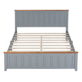 Queen Size Wood Platform Bed Wooden Slat Support, Vintage Simple Bed Frame With Rectangular Headboard And Footboard, Grey Box Spring Not Required Queen Grey Wood