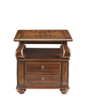 Walnut 2 Drawer End Table Walnut Primary Living Space Transitional Drawers Rectangular Particle Board Mdf