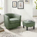 Swivel Accent Chair 360 Comfy Recliner Corduroy Arm Chair Single Sofa With Ottoman For Living Room Bedroom Green Fabric