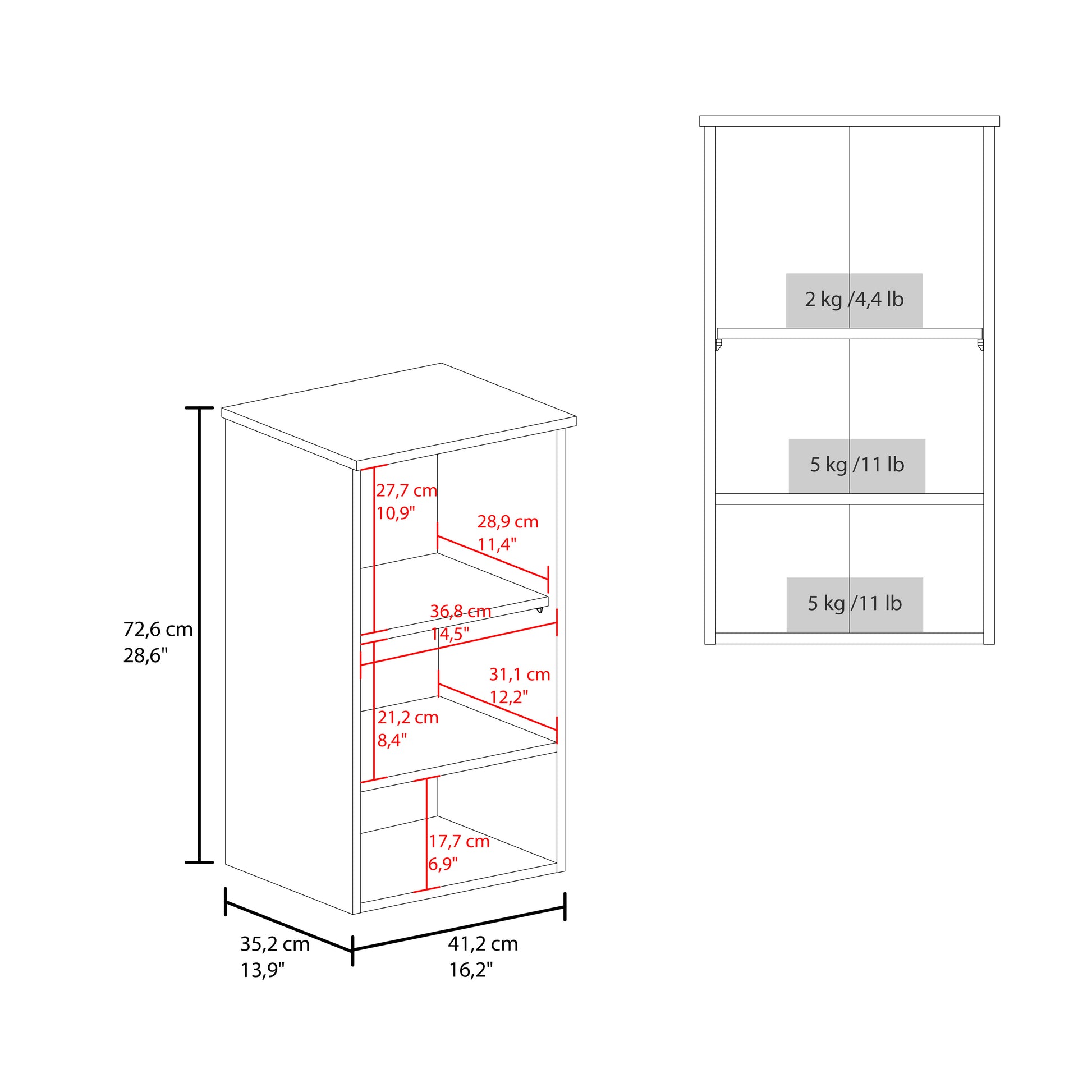 Bathbi 28" Tall Medicine Cabinet With Two Interior Shelves And One Open Shelf Black 1 3 Bathroom Wall Mounted Modern Particle Board