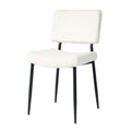 Modern Beige Simple Velvet Dining Chair Fabric Upholstered Chair Home Bedroom Stool Back Dressing, White Round Table Set, Chair Black Metal Legs Set Of 3 White Mdf