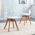 Modern Chairs Can Rotate 360 Degrees. The Backrest Is Made Of Pet Material, The Seat Cushion Is Made Of Pu Material, And The Support Legs Are Made Of Oak. Set Of 4 White Wood