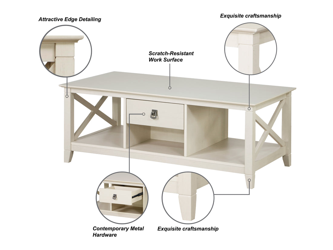 Coffee Table With 2 Drawers Charming Antique White Coffee Table With Rustic Farmhouse Flair Spacious Drawer And Open Shelf Storage Perfect For Living Room Elegance White Solid Wood