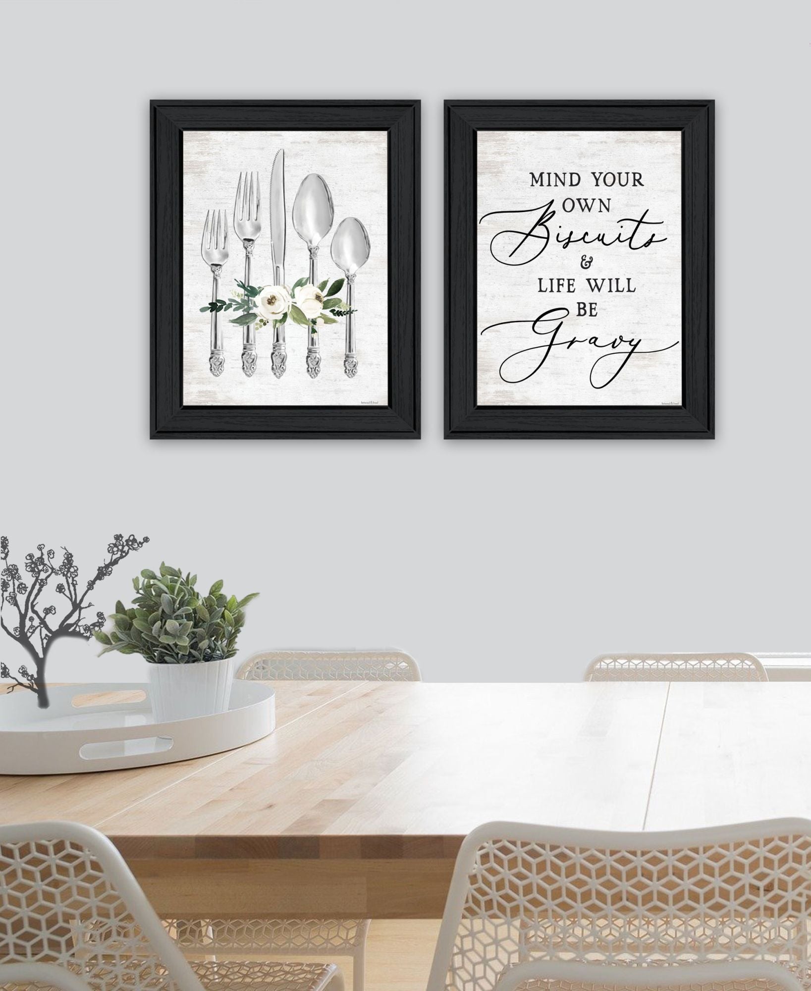 "Ready To Dine Humor" Framed Wall Art For Living Room, Wall Art Print For Home Decor, Bedroom Wall Art By Lettered & Lined Multicolor Wood Paper