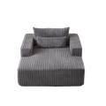 75 Inch Corduroy Sponge Sofa Lounge Chair,No Assembly Required,Fluffy Modern Sleeper Chair For Indoor Living Room Bedroom Grey Foam Corduroy 1 Seat