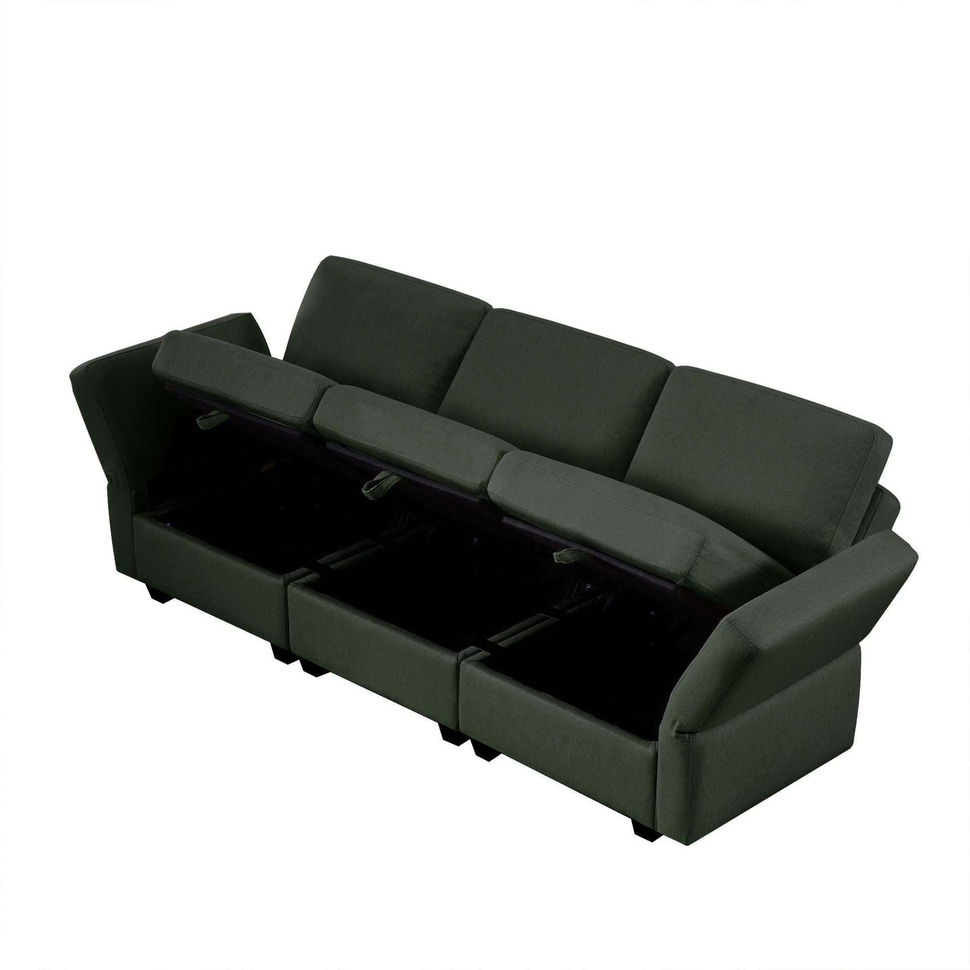 Oversized Modular Sectional Convertible Fabric Sofa Set,Extra Large Sectional Storage Seat Couch For Living Room, 3 Seat Modern Modular Sofa Green Green Polyester 3 Seat
