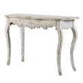 30 Inch Console Table, Fir Wood, Rectangle, Curved Legs, Distressed White White Wood