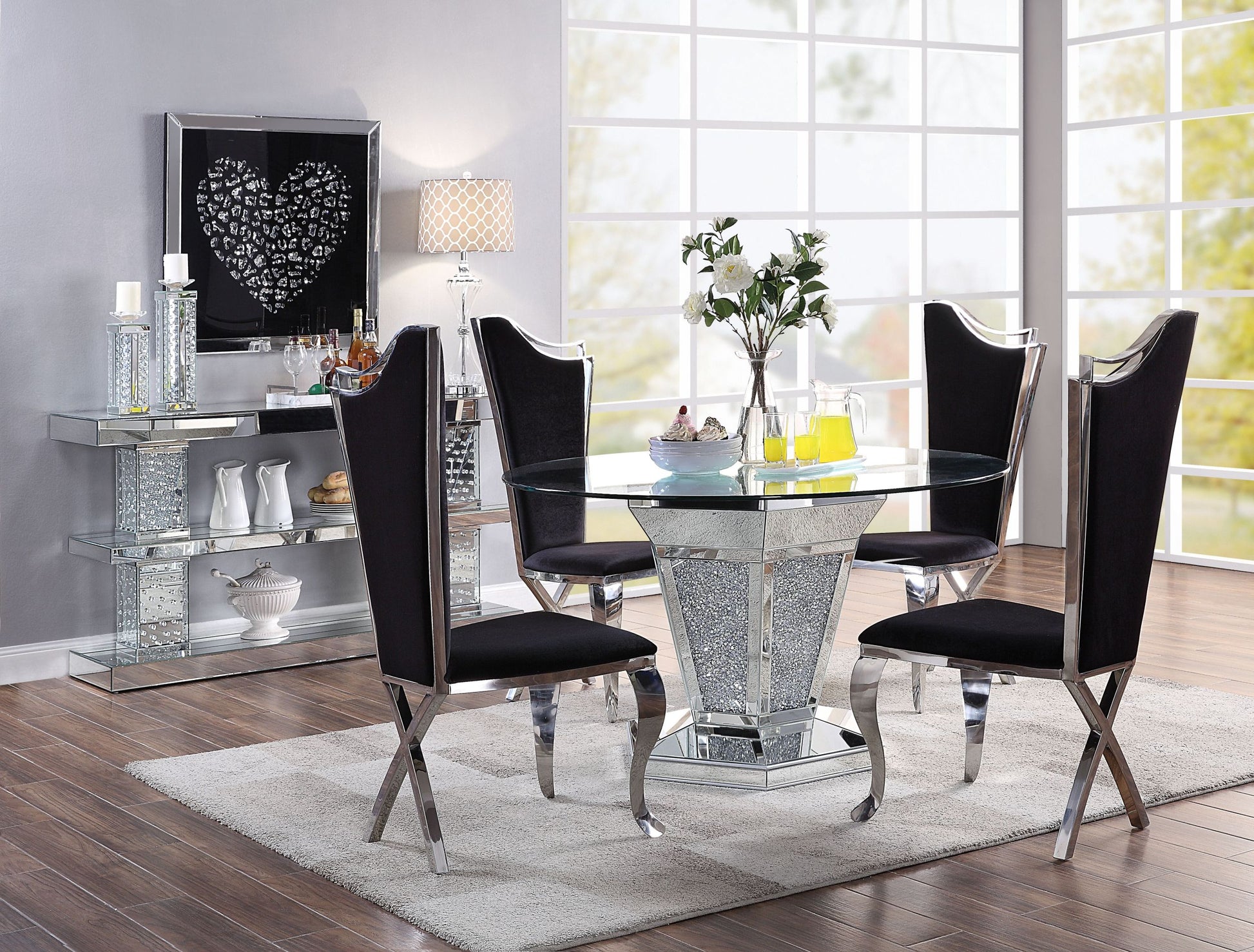 Black And Stainless Steel Side Chair With X Shaped Back Leg Set Of 2 Solid Black And Silver Dining Room Modern Side Chair Solid Back Set Of 2 Wood Fabric