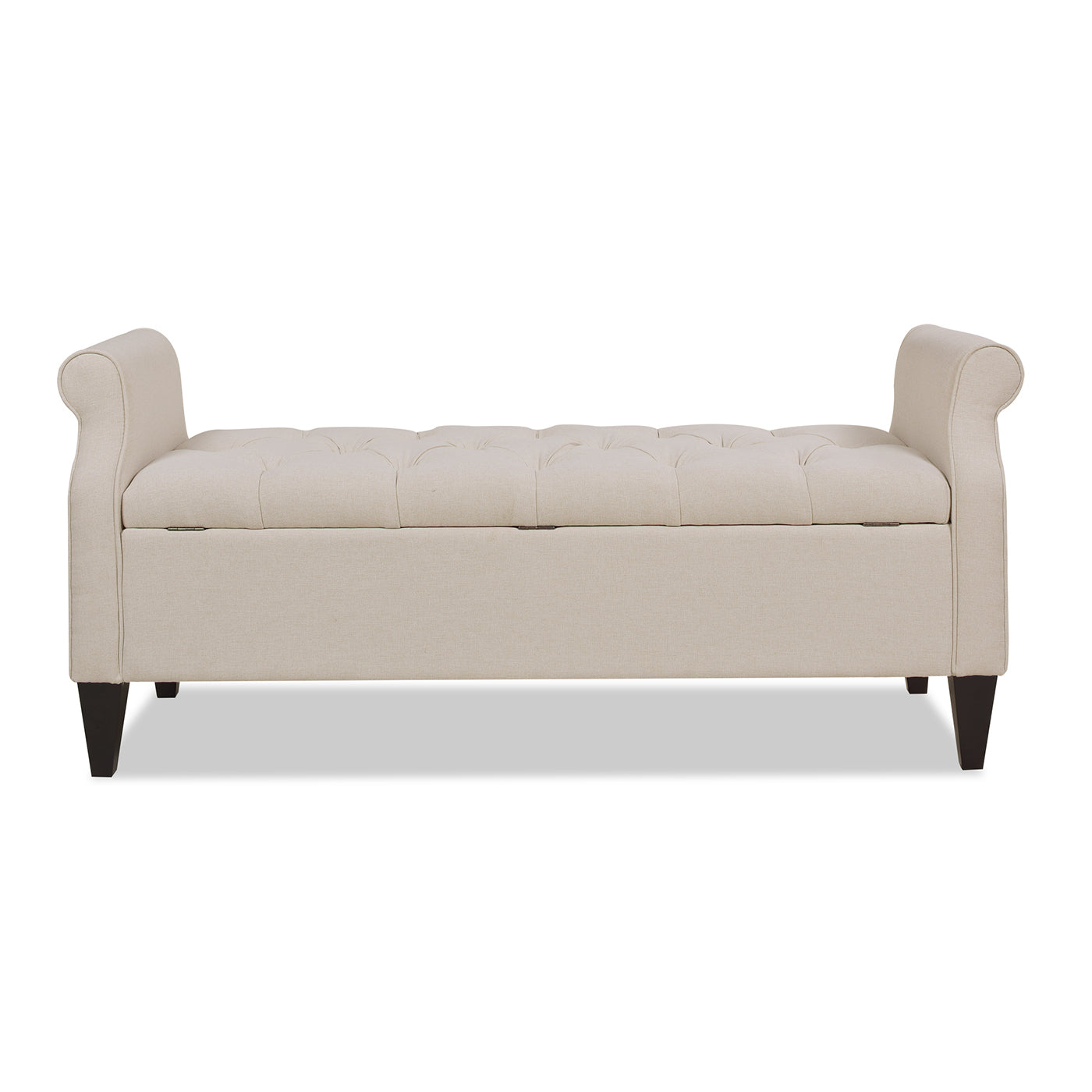 Jacqueline 57.5" Tufted Roll Arm Storage Bench, Sky Neutral Beige Polyester Beige Foam Polyester