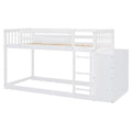 Twin Over Twin Bunk Bed With 4 Drawers And 3 Shelves White Twin White Solid Wood