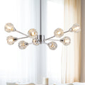 Modern Crystal Chandeliers, 9 Lights Chrome Chandelier For Living Room Bedroom, Dining Room Chandelier Over Table, Kitchen Light Fixtures Bulbs Not Included Chrome Crystal Iron