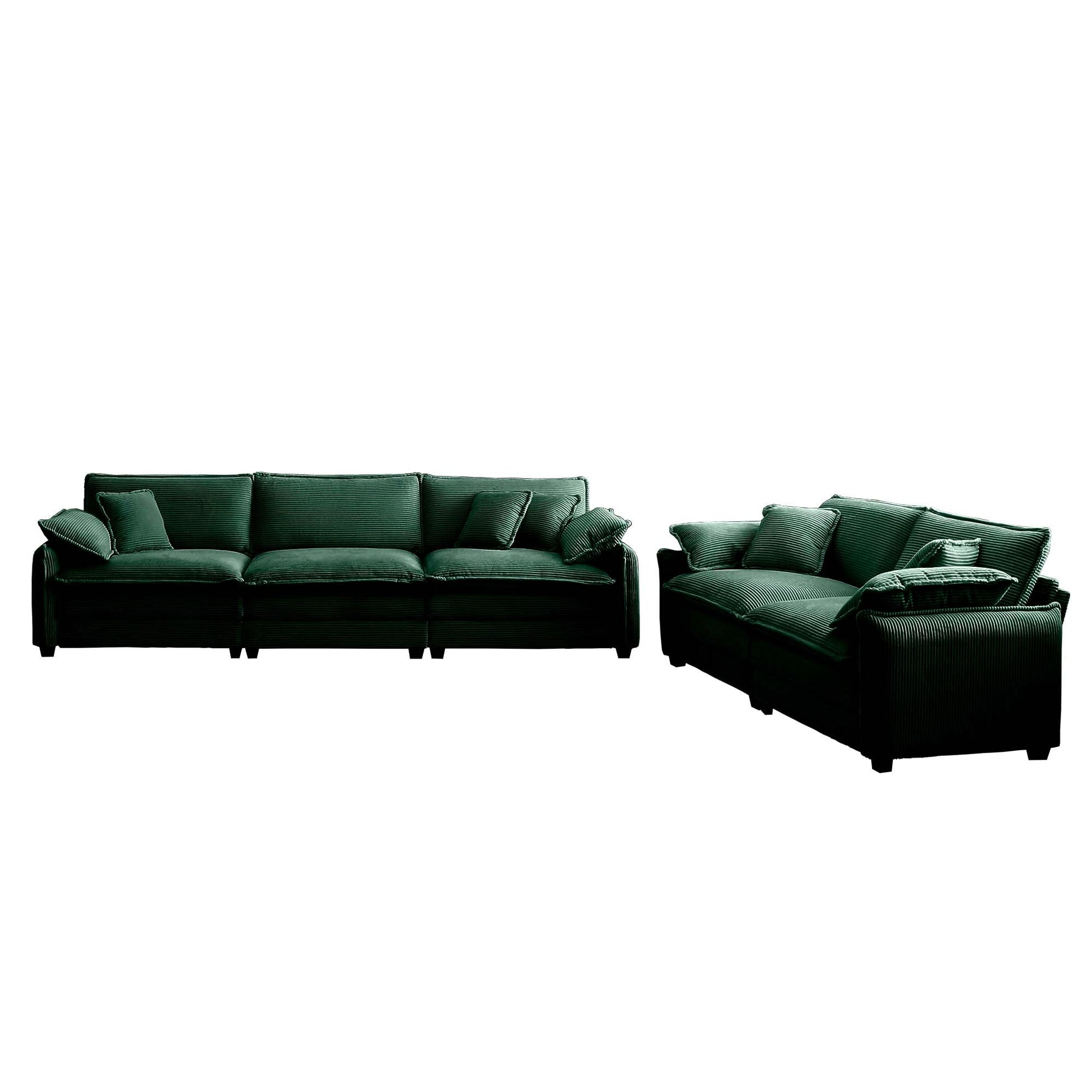 Family Sofa Set Deep Seat Sofa, Warm Sofa For Home Cinema And Living Room, One 2 Seater Sofa And One 3 Seater Sofa,Green Corduroy Green Corduroy 5 Seat