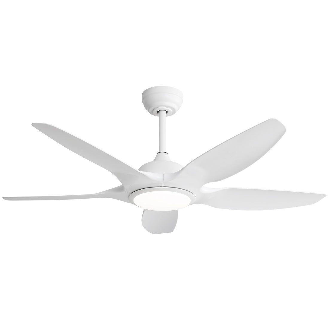 48 Inch Ceiling Fan With Dimmable Led Light And Remote Control, 5 Abs Blades Dc Motor White White Abs