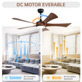 52 Inch Ceiling Fan With 22W Led Light And Remote Control 5 Abs Blades For Bedroom Black Abs