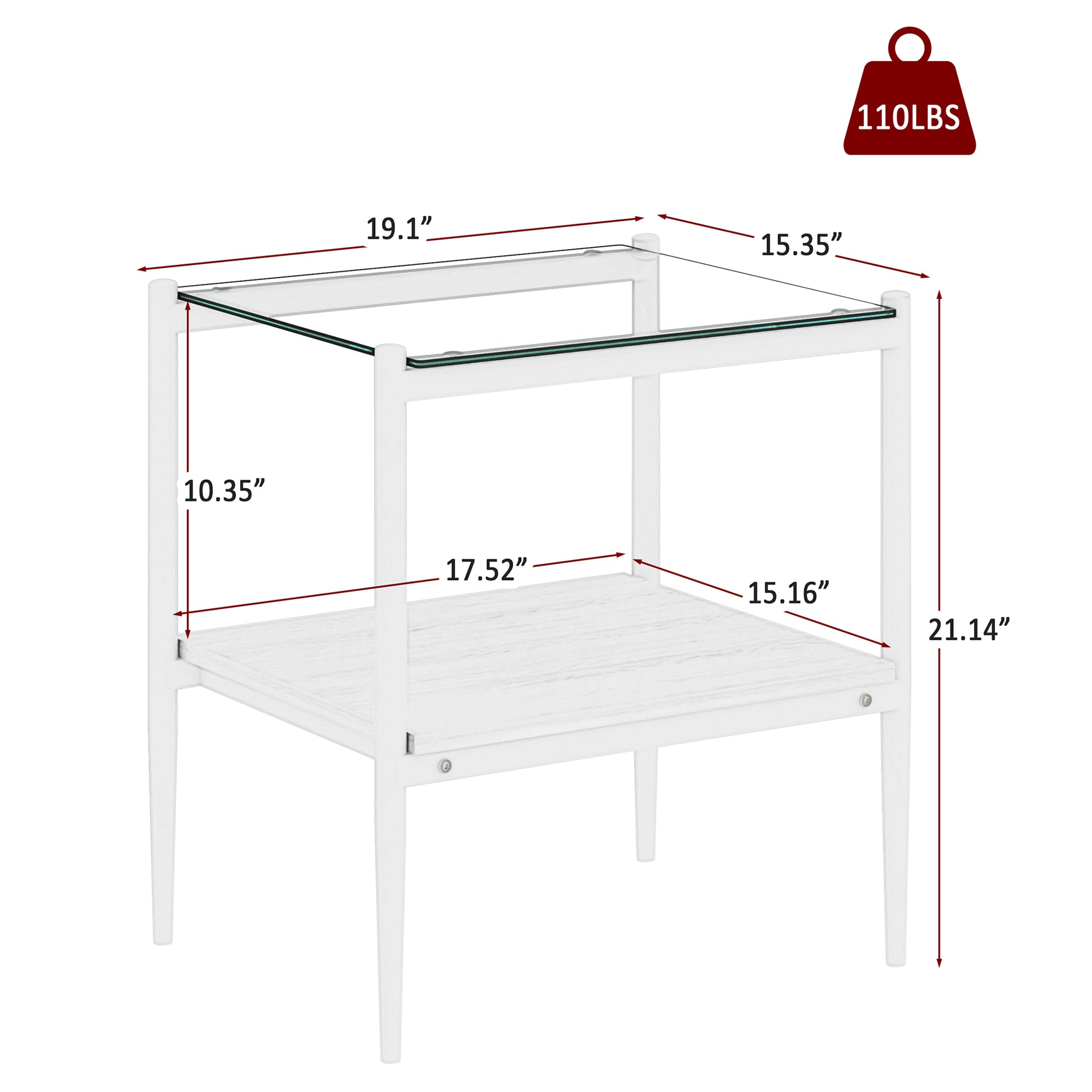 Coffee Table And End Tables Set Of 3, Tempered Glass Table With Mdf Layer, Modern Tables For Living Roomtransparent Glass Transparent Tempered Glass