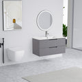 36 Inch Floating Bathroom Vanity With Ceramic Sink Set, Modern Bath Storage Cabinet Vanity With Drawers Wall Mounted Combo For Bathroom, Gray Grey Mdf