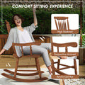 Outsunny Outdoor Wood Rocking Chair, 350 Lbs. Porch Rocker With High Back For Garden, Patio, Balcony, Teak Natural Wood