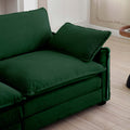 Oversized Modular Cushioned Sofa With Conversible Ottoman, 3 Seater Sofa With 2 Footstools, U Shape Sofa Ingreen Corduroy Fabric Green Corduroy 3 Seat