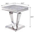 Light Grey And Silver End Table - Light Grey Gray
