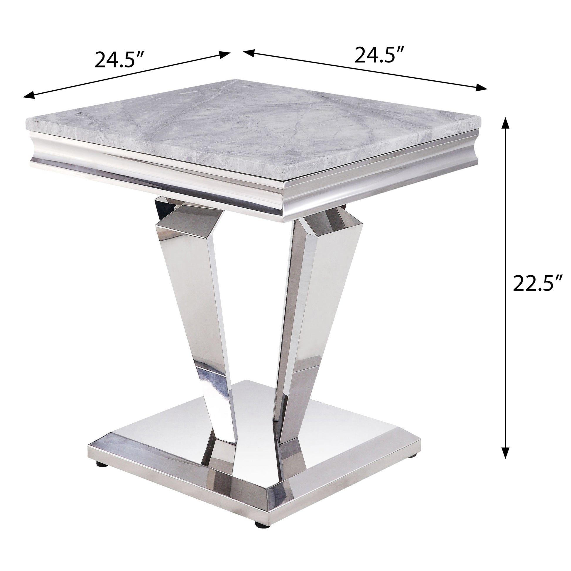 Light Grey And Silver End Table - Light Grey Gray