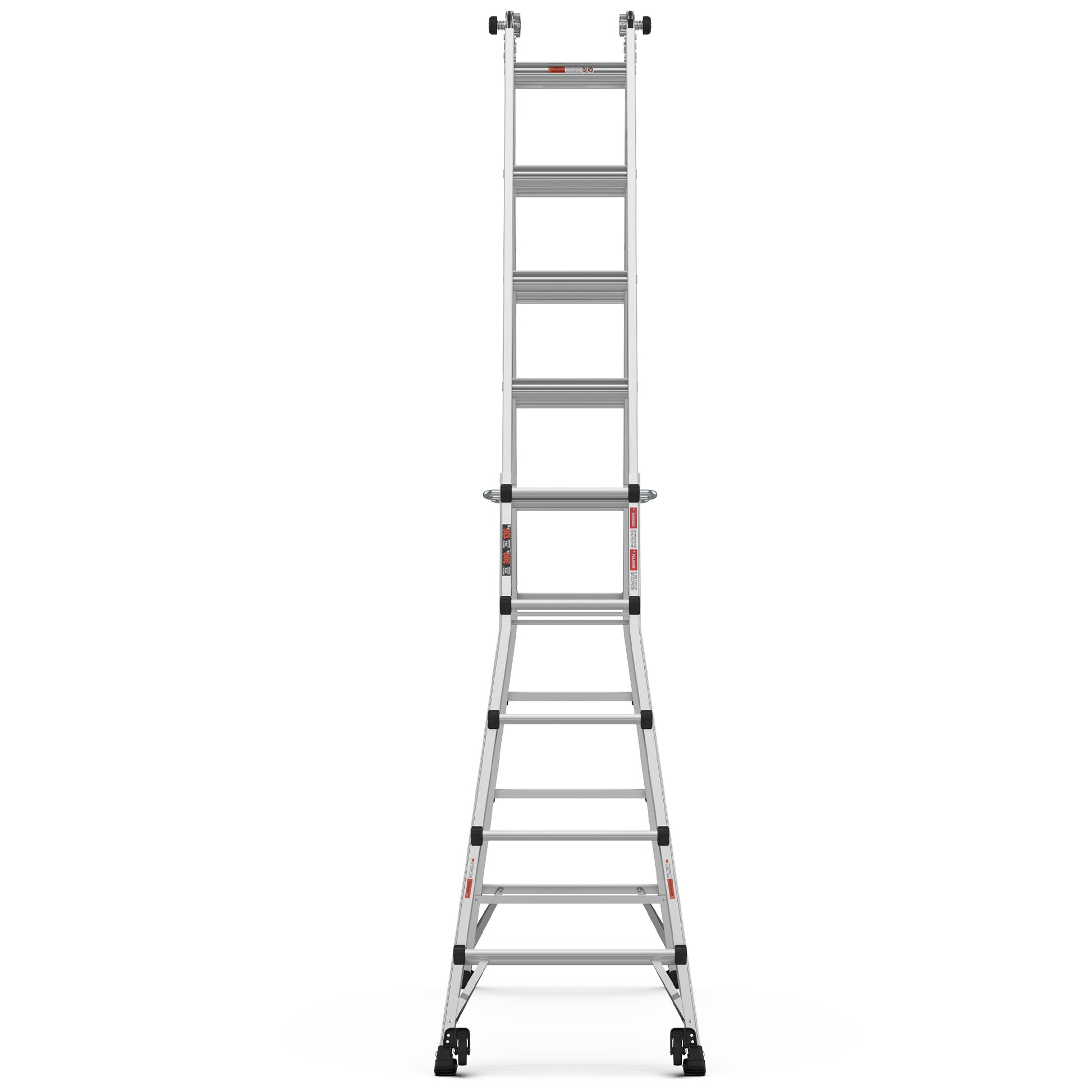 Aluminum Multi Position Ladder With Wheels, 300 Lbs Weight Rating, 22 Ft Metallic Grey Aluminium Alloy