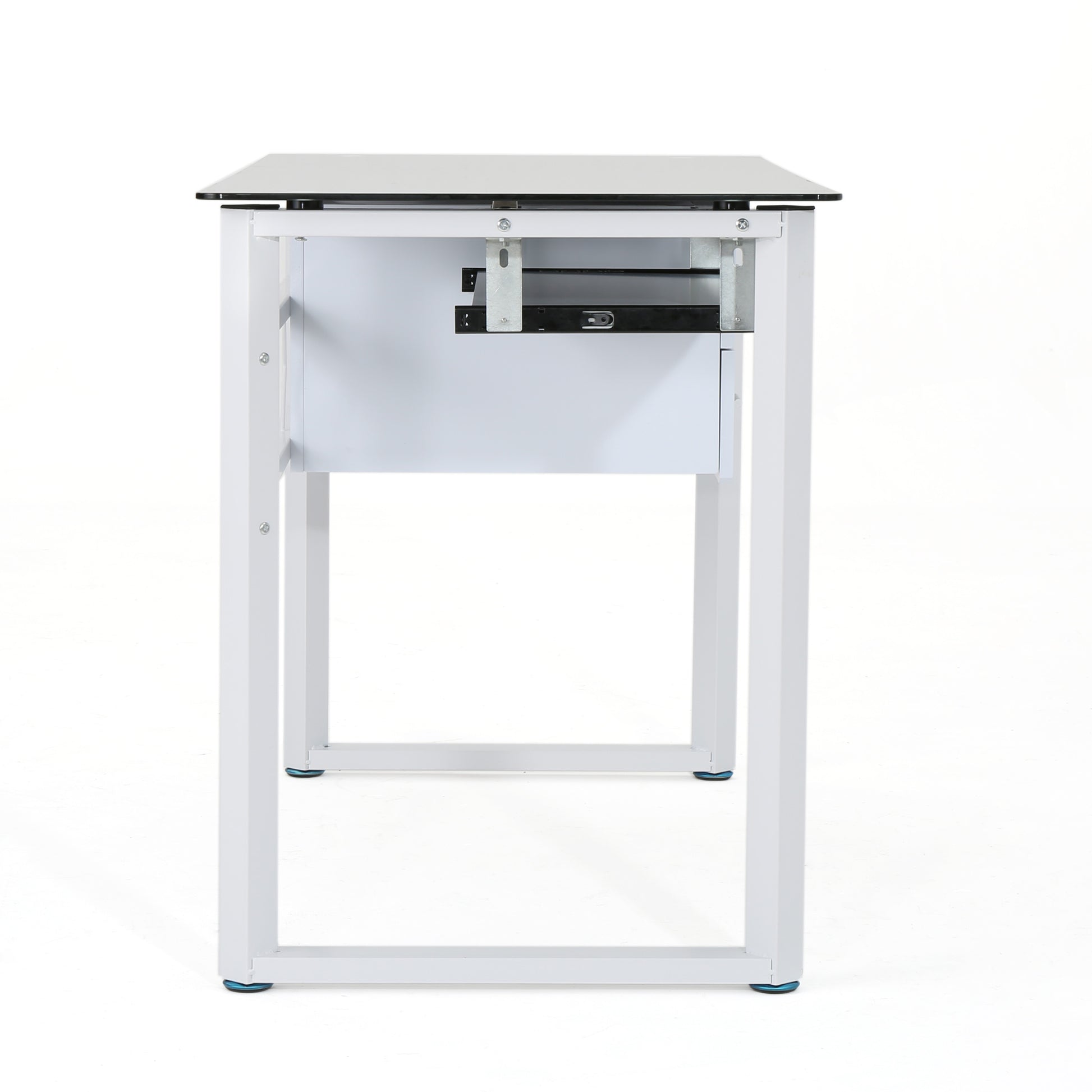 Glass Computer Desk White Black Mdf