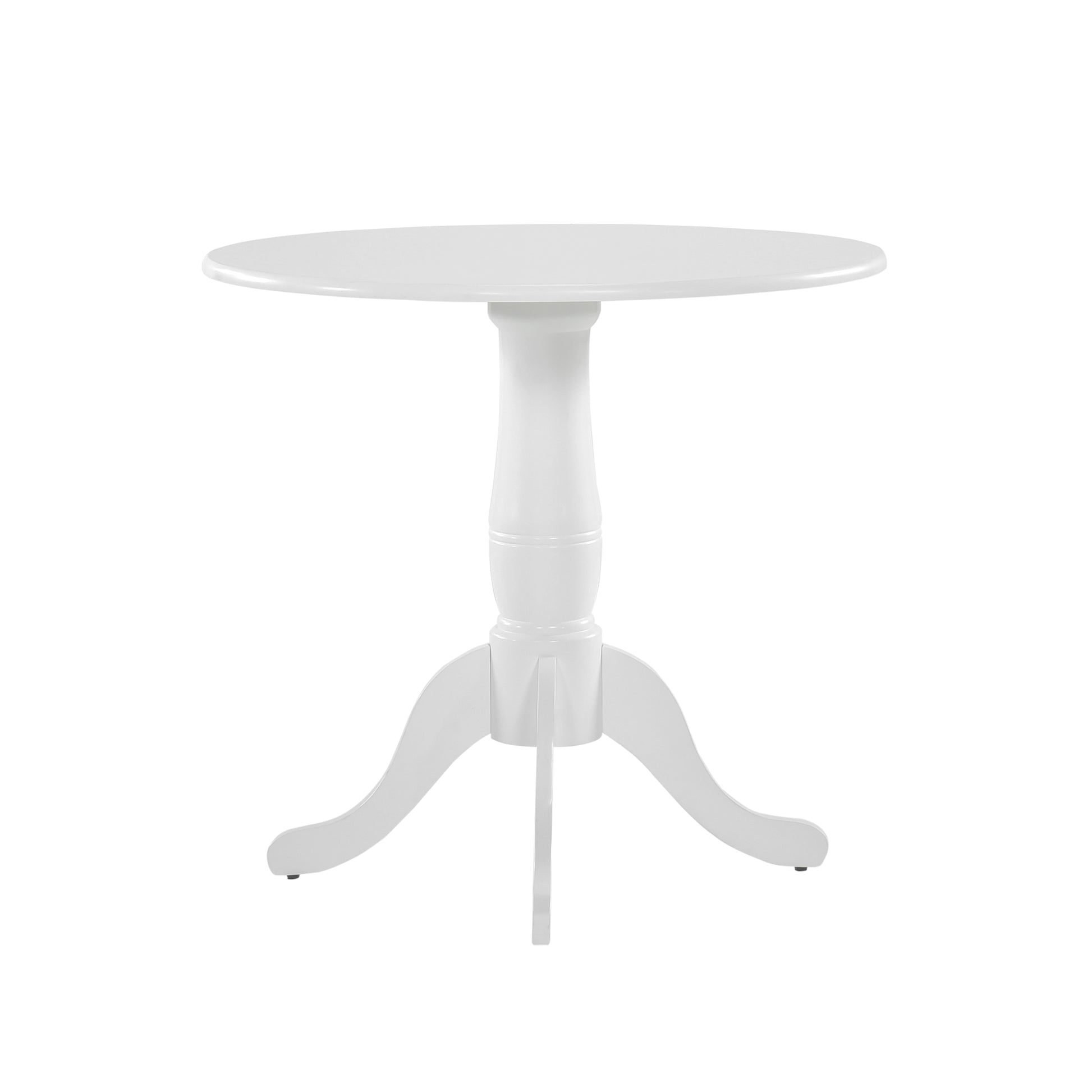 White Finish 1Pc Round Table Wooden Pedestal Base Casual Farmhouse Style Kitchen Dining Room Furniture White Seats 4 Dining Room Casual,Farmhouse Round Wood Pedestal