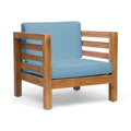 Oana Club Chair Pecan Blue Acacia Wood