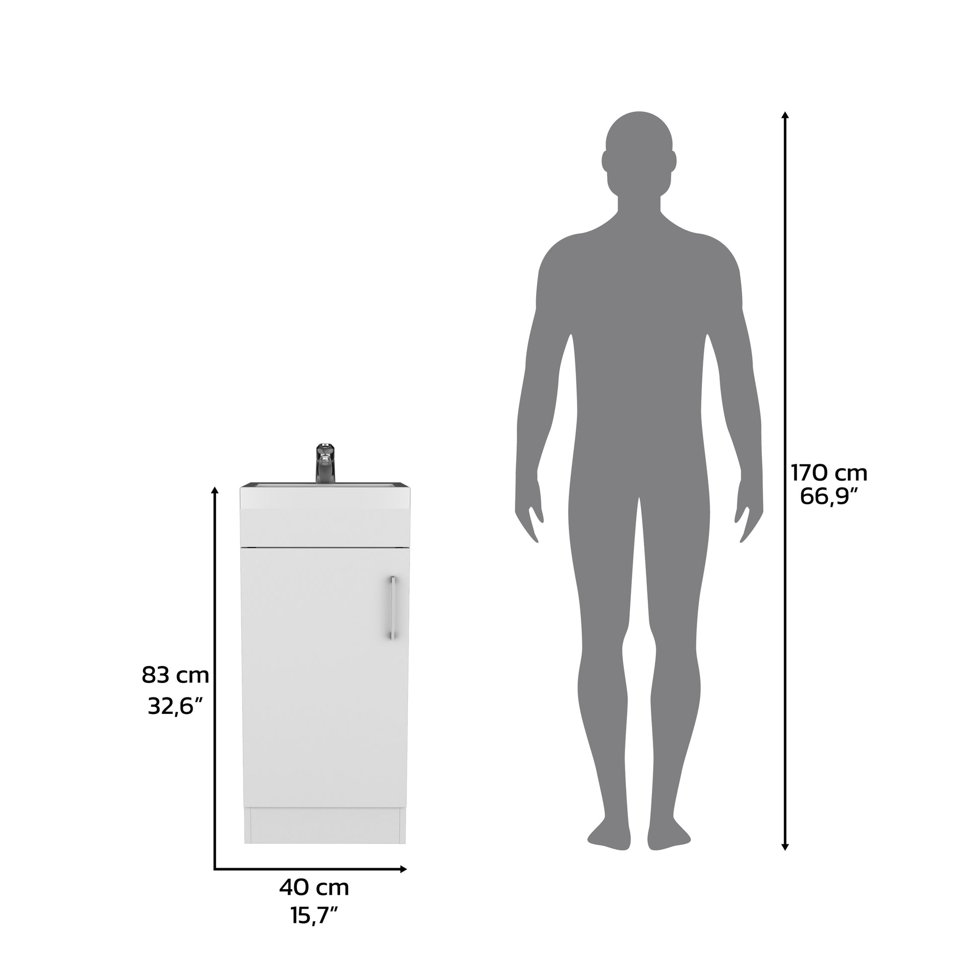 Bathroom Vanity, Single Door Cabinet, White White Solid Wood Mdf Engineered Wood