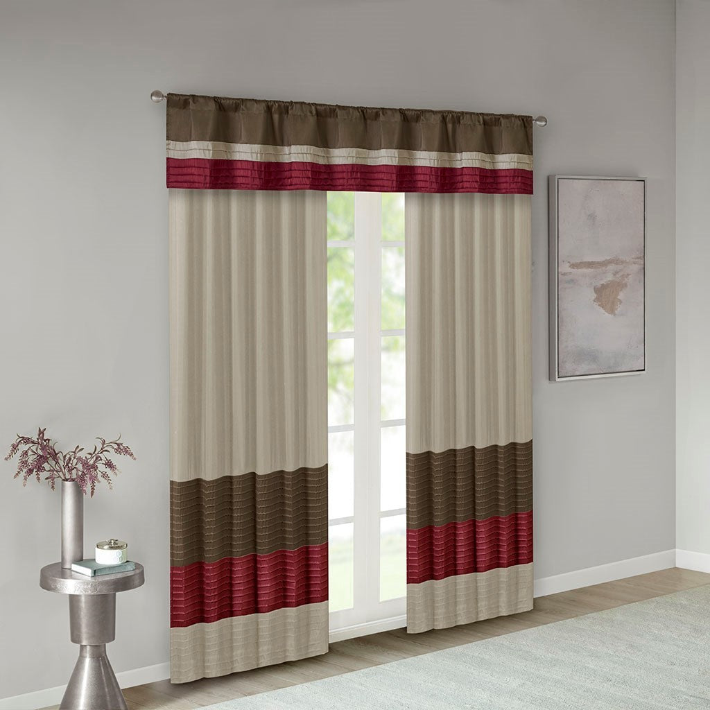 Polyoni Pintuck Curtain Panel Only 1 Pc Panel Beige Multi Polyester