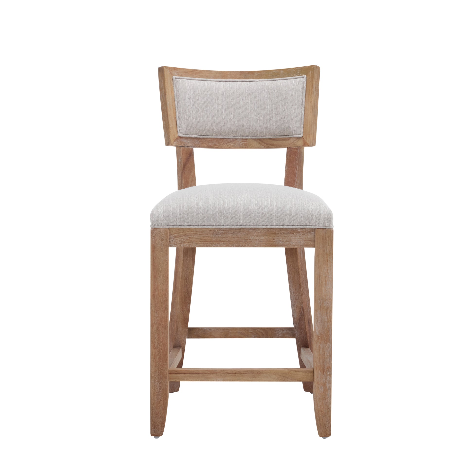 26.5" Counter Stools Set Of 2, Upholstered Counter Height Bar Stools With Comfy Back, Solid Rubber Wood Frame, Backrest, Footrest, Armless Barstools For Home Bar, Kitchen Counter, Beige & Natural Beige Natural Set Of 2 Fabric