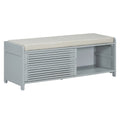 Distressed Shutter Storage Bench With Acacia Veneer For Retro Charm For Living Room, Entryway Grey Grey Mdf