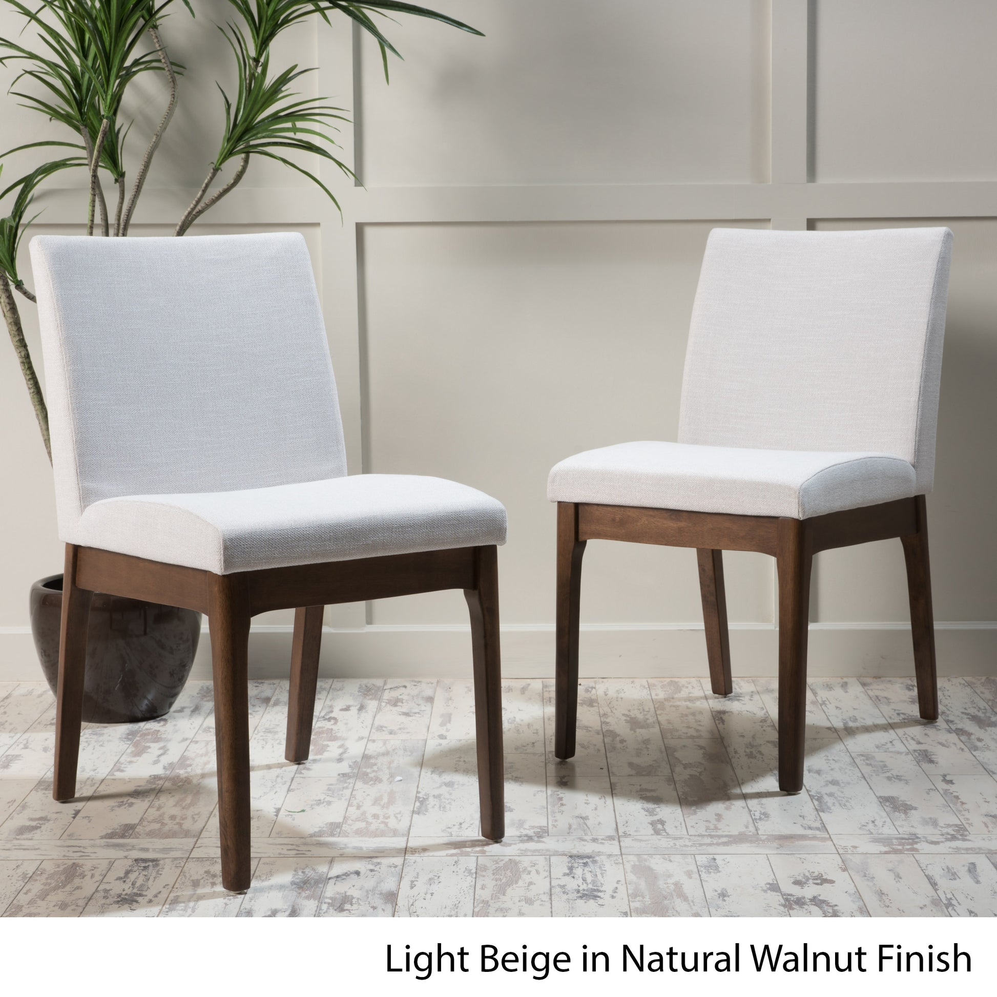 DINING CHAIR Set of 2 light beige-fabric