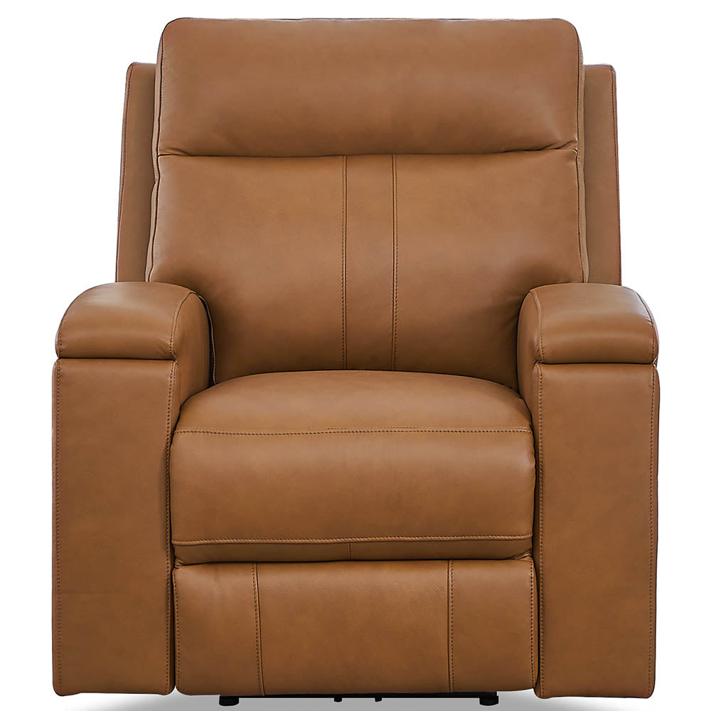 Venice Power Headrest Zero Gravity Recliner Brown Genuine Leather Wood Primary Living Space Tight Back Mid Century Modern Eucalyptus Memory Foam Leather