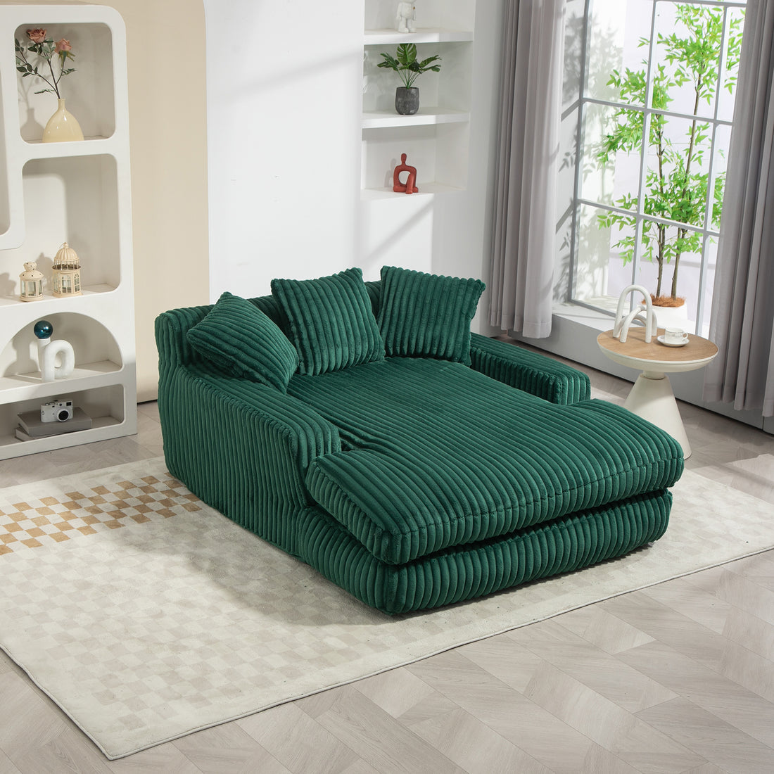 Coolmore Corduroy Lazy Sofa With 3 Back Pillows,Comfy Sofa Deep Seat Couch For Living Room,Club Emerald Emerald Primary Living Space Foam Corduroy 1 Seat