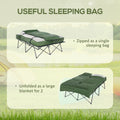 Outsunny 2 Person Folding Camping Cot Portable Outdoor Bed Set With Sleeping Bag, Inflatable Air Mattress, Comfort Pillows And Carry Bag, Soft And Comfortable For Outdoor Travel Camp Beach Vacation Green Polyester