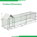 16X3Ft Metal Chicken Coop Run Backyard Hen House Poultry Habitat Cage W Cover Silver Metal