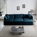 Comfortable Deep Seat Reversible Modular 6 Seater Sectional Super Soft Sofa U Shaped Sectional Couch With 3 Ottomans, 3 Toss Pillows And 2 Arm Pillowsblue Chenille Blue Chenille 3 Seat