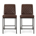 Counter Stool Set Of 2 Dark Brown Leather