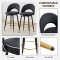 360 Rotatable Bar Chair.Modern Pu Comfortable Upholstered Bar Chair With Smooth And Beautiful Metal Legs For Dining Room, Kitchen, Terrace And Guest Office Chair . Black Bar Stools Set Of 2 Pu