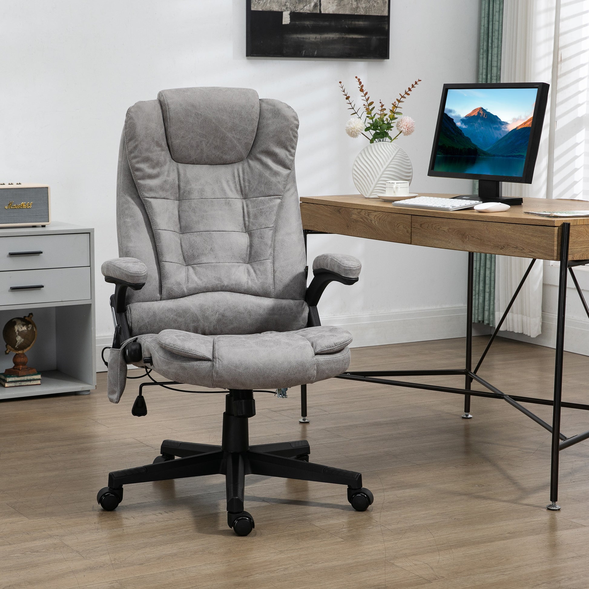 Homcom 6 Point Vibrating Massage Office Chair With Heat, Microfiber Hi Homcom 6 Point Vibrating Massage Office Chair With Heat, Microfiber Hi