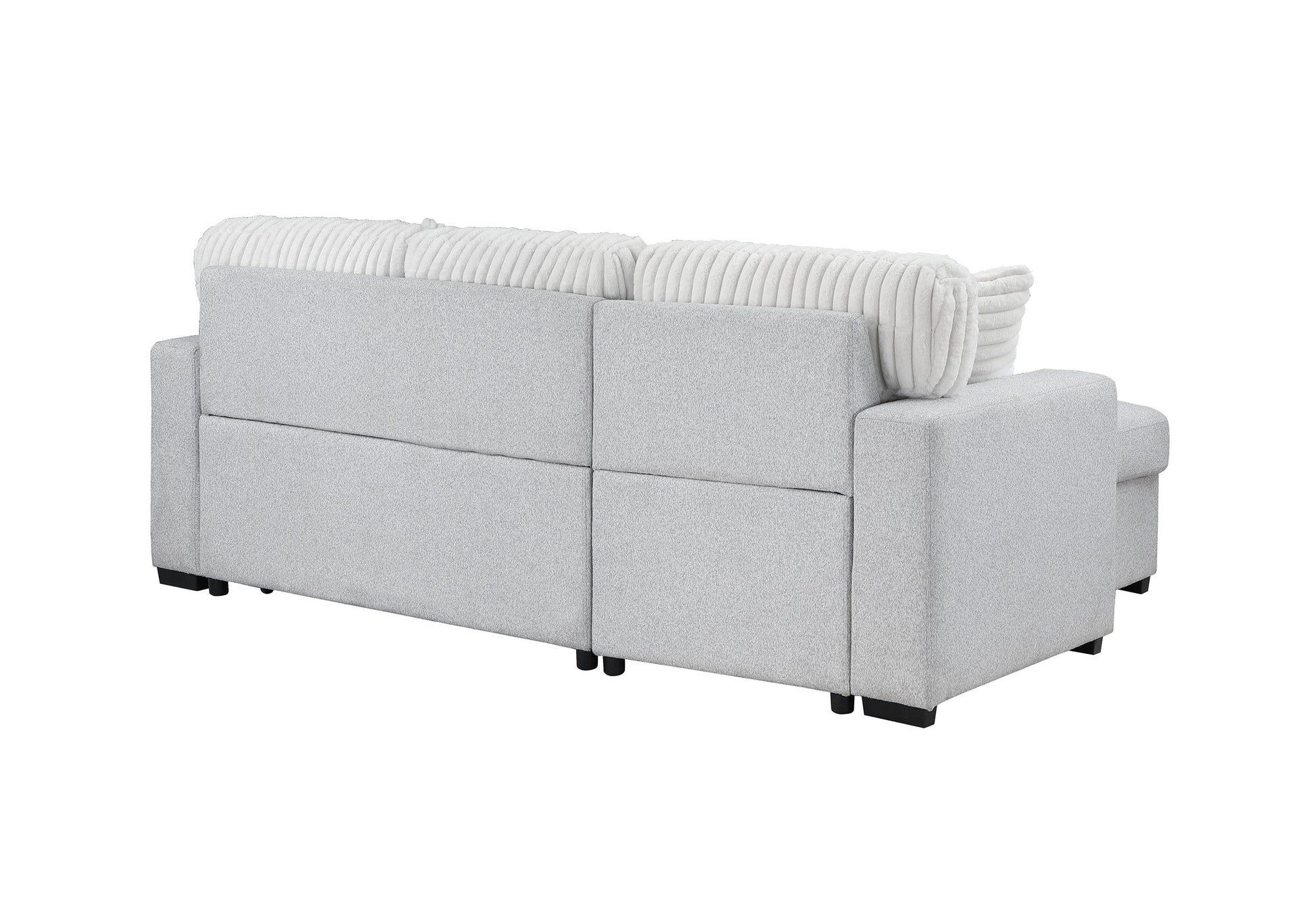 Ford Light Grey White Reversible Pull Out Sofa Bed Light Gray Fabric 3 Seat