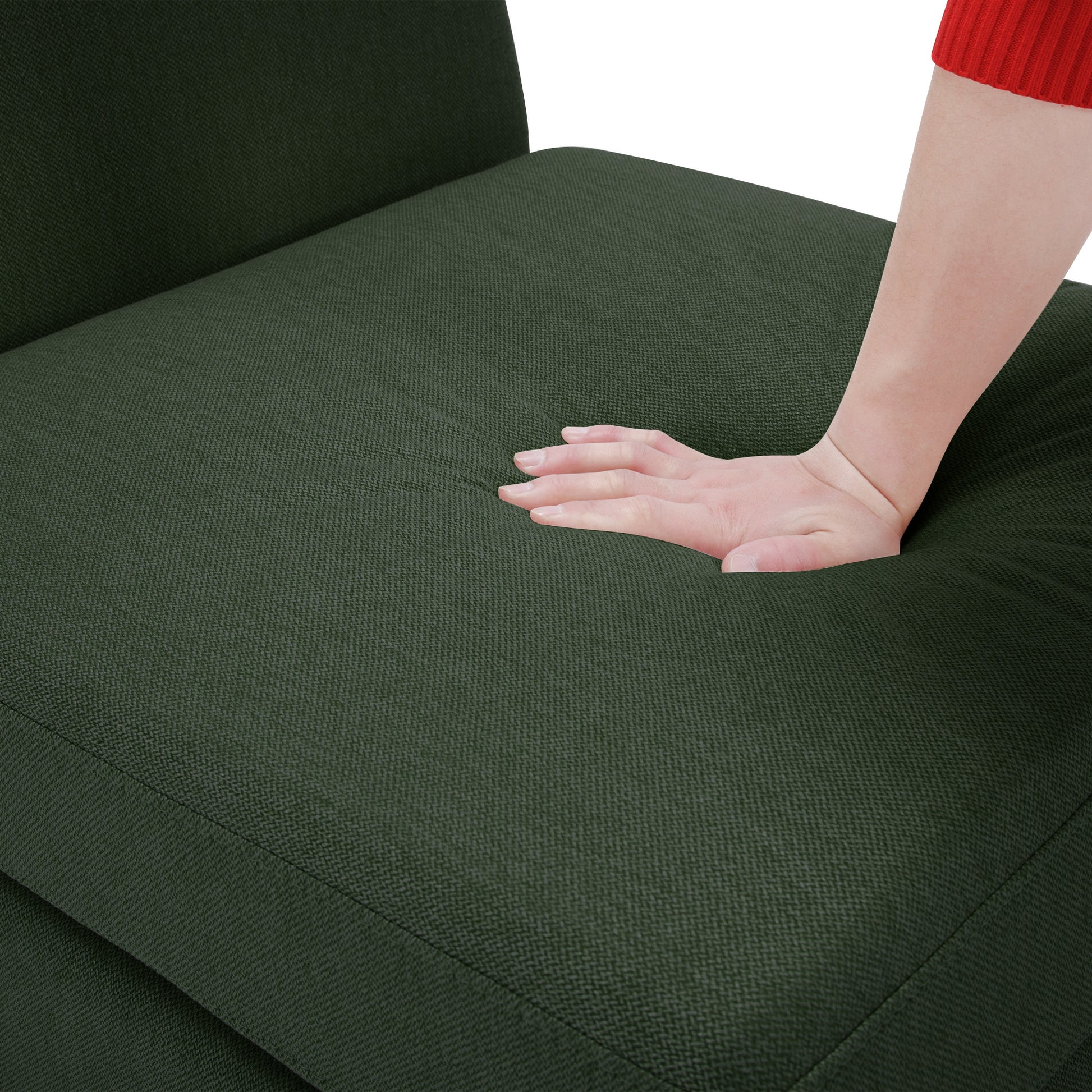 Contemporary Modern Chic Upholstered Fabric Sofa With Storage Seats And Storage Ottomans, 2 Seater Sofa Fabric Couch With Adjustable Arms And Backs For Living Room Green Green Polyester 2 Seat