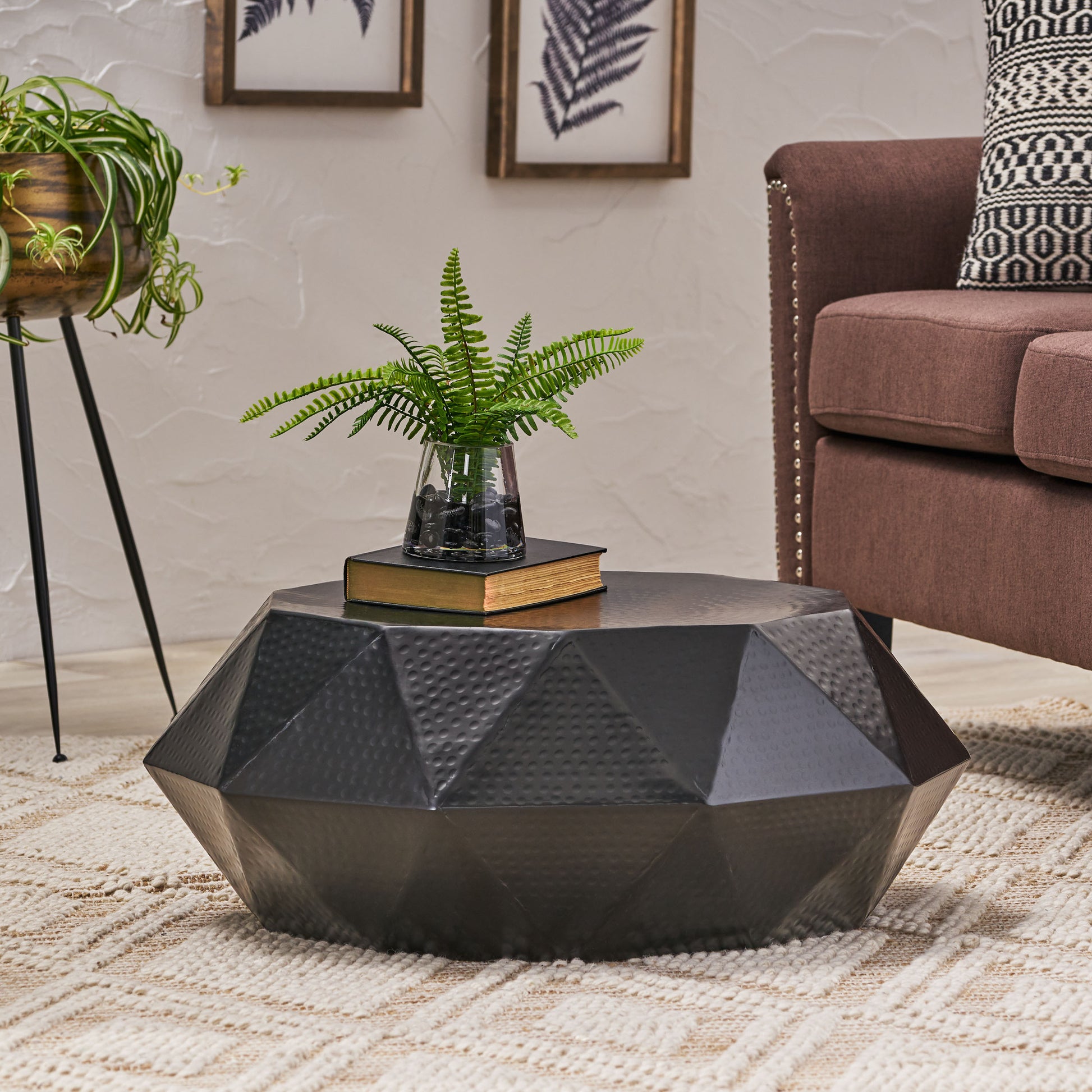 Polygonal Coffee Table Black Aluminium