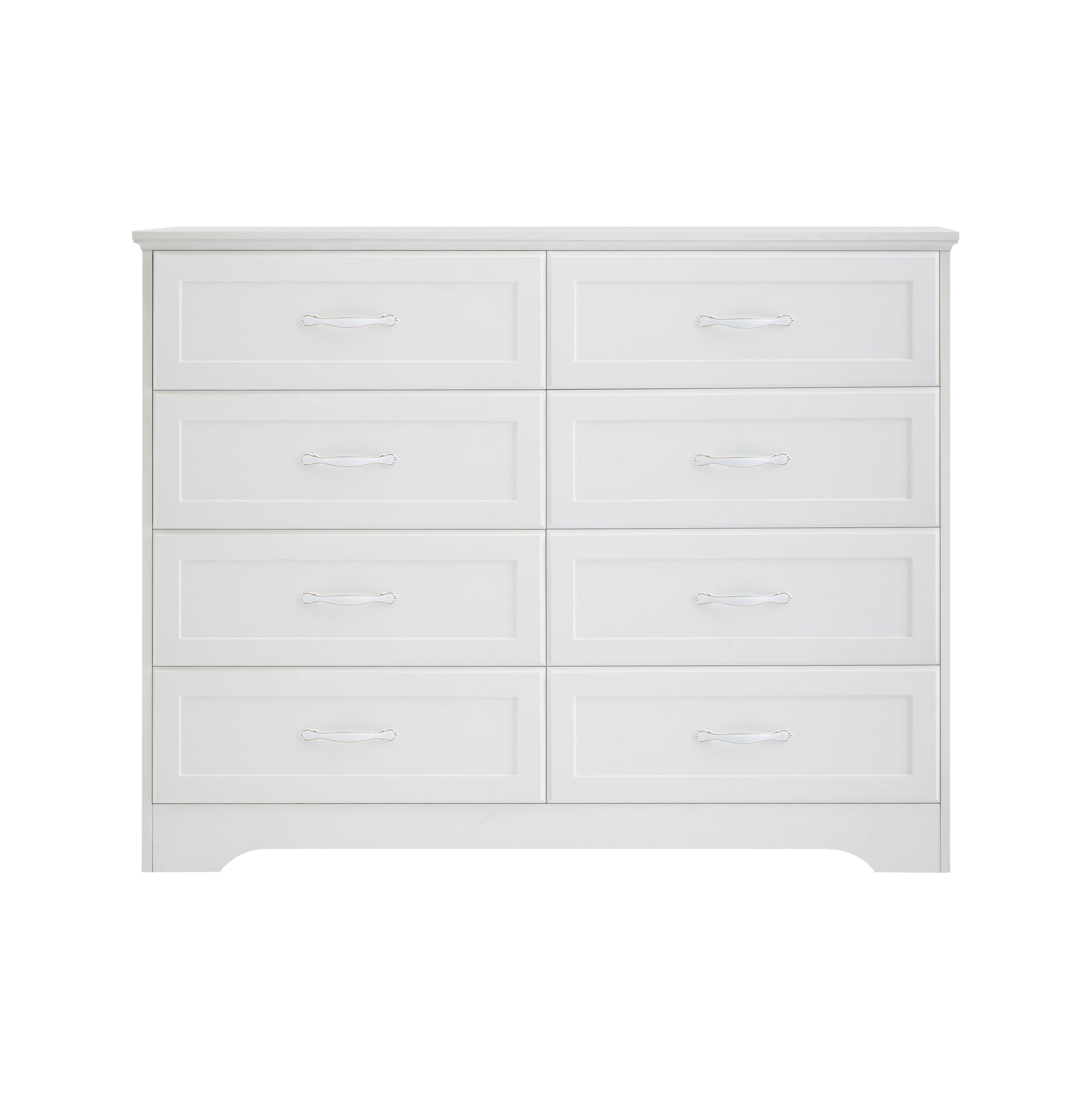 Modern 3 Drawer Bedroom Chest Of Drawers With 8 Drawers Dresser, Clothes Organizer Metal Pulls For Living Room, Bedroom, Hallway, White, 47.6 L X 15.7 W X 36.7 H 5 Or More Drawers White White Drawers Included Particle Board Mdf